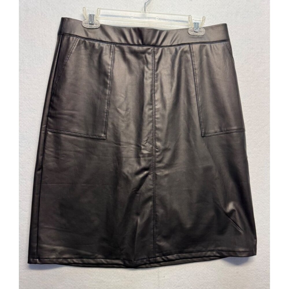 Black Faux Leather Pencil Skirt With Pockets Size 12 By Maurices